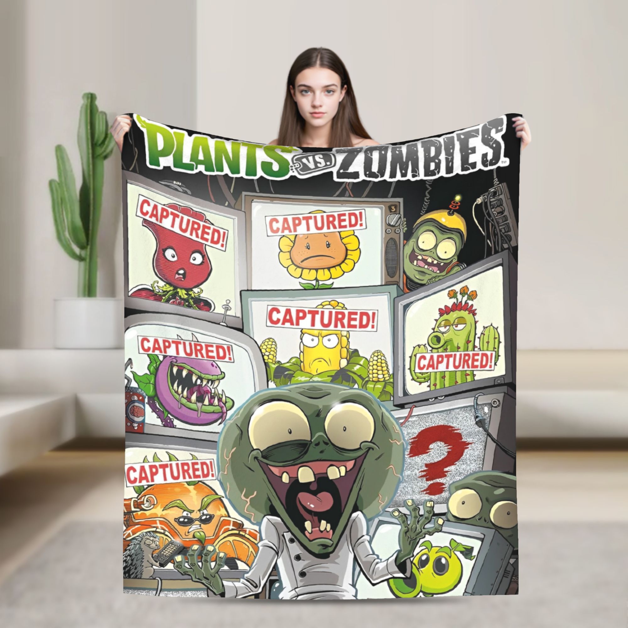 Outdoor Camping Games For Adults - بطانيات فلانيل بتصميم لعبة P-Plants-vs-Zombie، أغطية