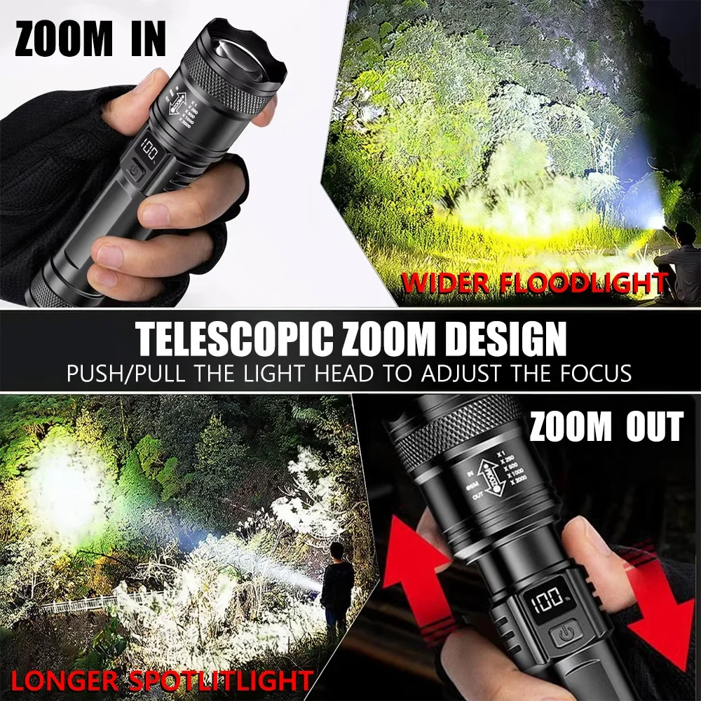 مصباح يدوي فائق السطوع 100000  - مراجعة Outdoor Camping Lampe وسعره