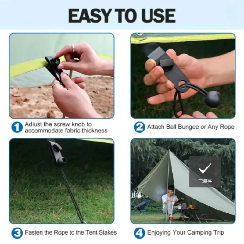 5/10/20/50 قطعة مشابك خيام شدي - مراجعة Outdoor Camping Extension Cord وسعره