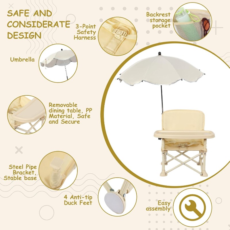 كرسي شاطئ للأطفال مع مظلة ومسن - مراجعة Outdoor Camping Umbrella وسعره