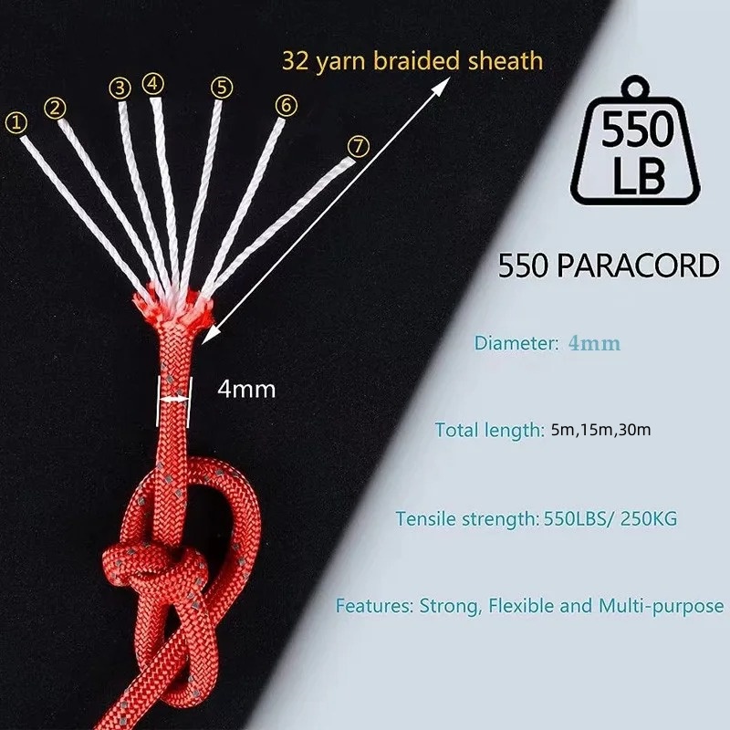 عاكس باراكورد 550 العسكرية 7 س - مراجعة Outdoor Camping Extension Cord وسعره